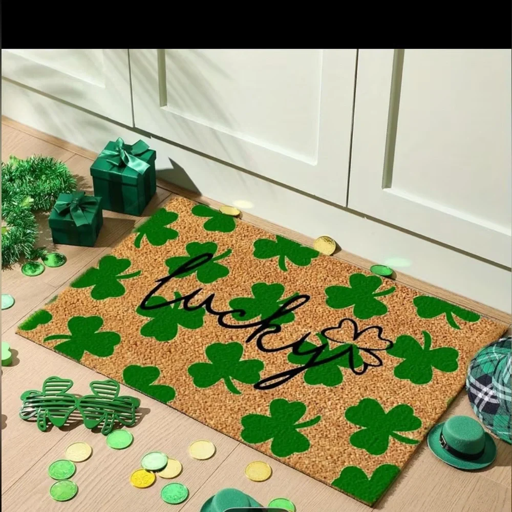 Non-Slip St. Patrick’s Day Lucky Clover Door Mat